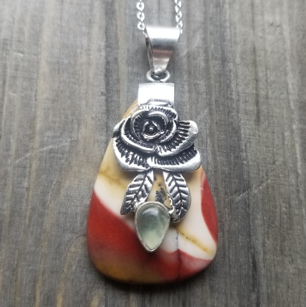 Mookaite prehnite handmade 925 necklace